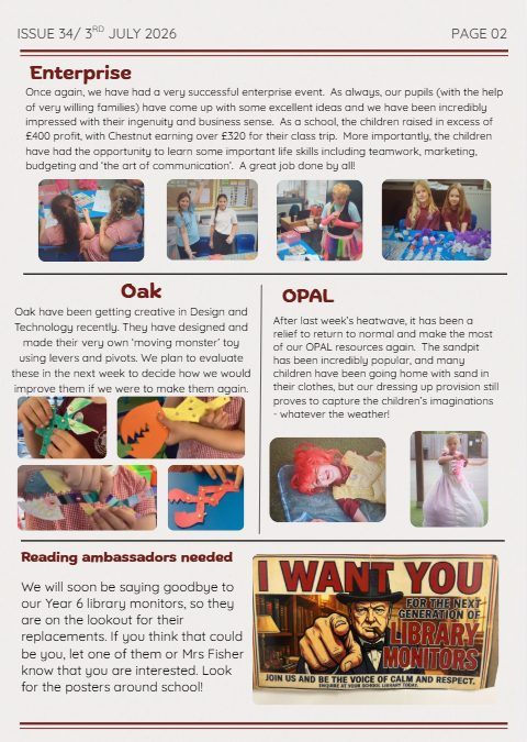 Example second page Wookey Weekly